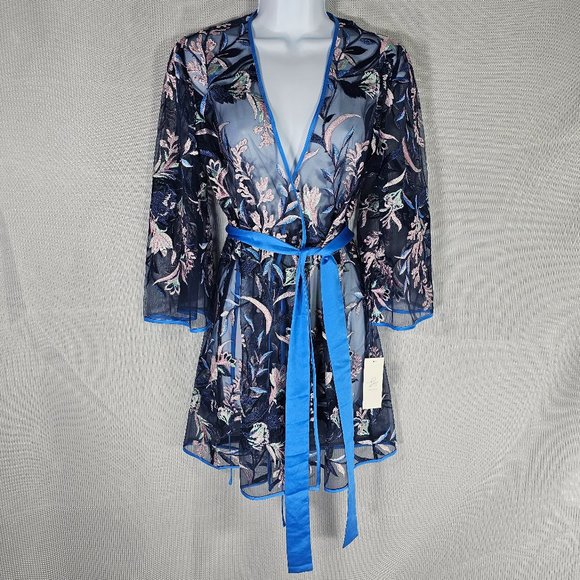 Shannon Cover Up from Rya all over embroidered netting XS/S M/L Vibrant Blue NWT - Picture 1 of 9